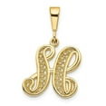 thumbnail image 1 of Finest Gold 14K Yellow Gold Polished Script Filigree Letter H Initial Pendant, 1 of 2