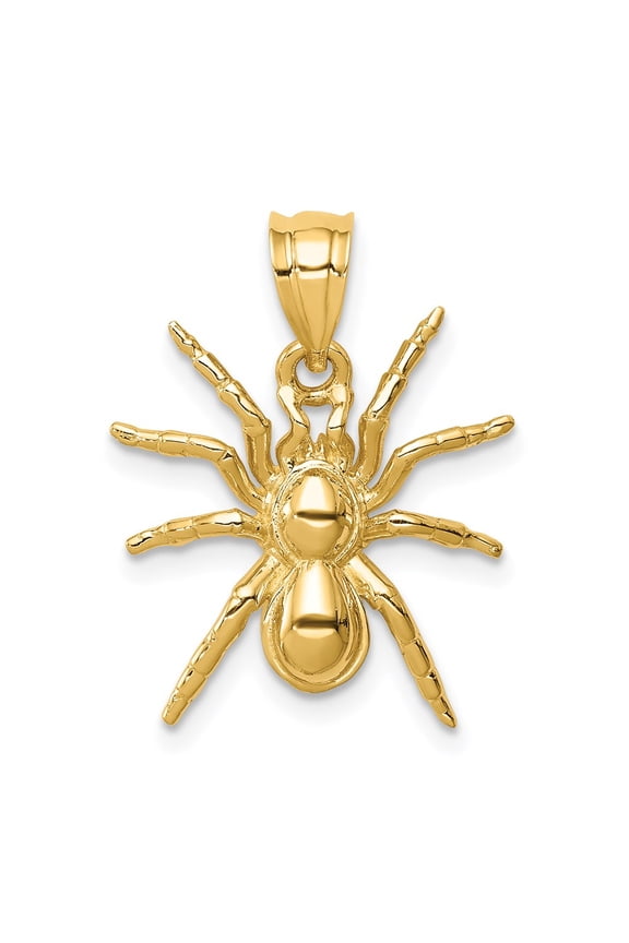 14K Yellow Gold Polished Finish Spider Charm Pendant