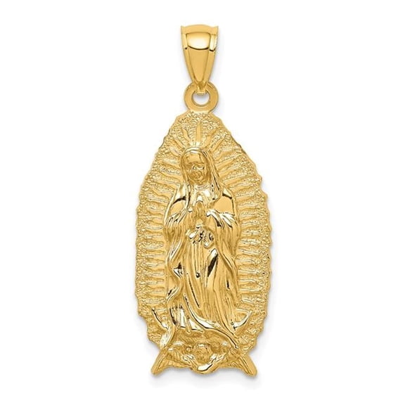 Finest Gold 14K Yellow Gold Polished Textured Guadalupe Pendant