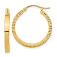 thumbnail image 1 of Finest Gold 14K Yellow Gold Polished & Textured Sides Hoop Earrings, 1 of 3