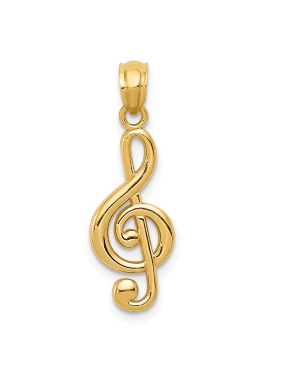 Finest Gold 14K Yellow Gold Polished Treble Clef Pendant