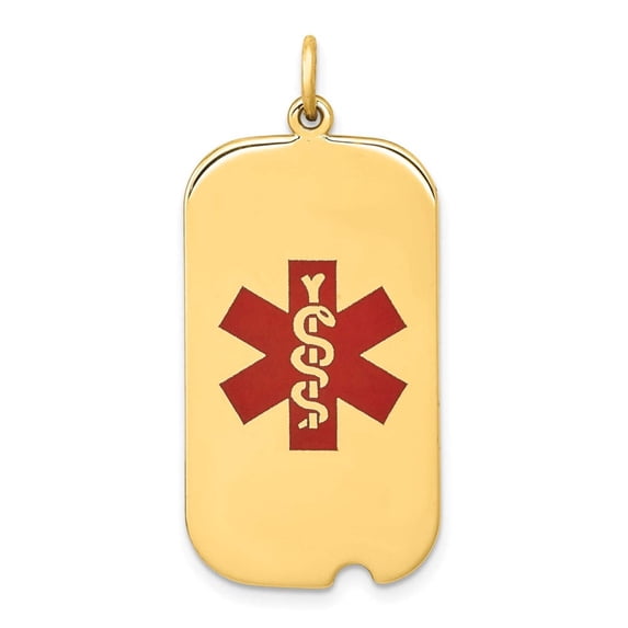 14k Yellow Gold Solid Polished Medical Jewelry Pendant Necklace 35x17mm Wide Pendant for Women