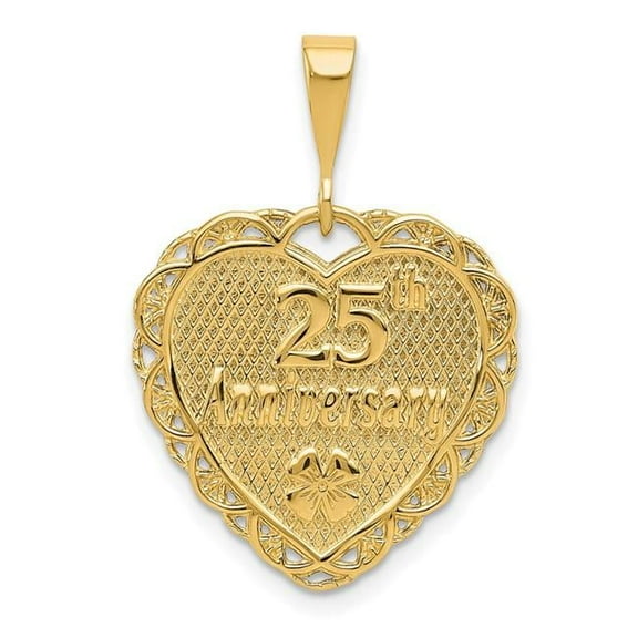Finest Gold 14K Yellow Gold Reversible 25th Anniversary Charm