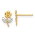 thumbnail image 1 of Finest Gold 14K Yellow Gold & Rhodium Flower Post Earrings, 1 of 3