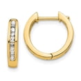 thumbnail image 1 of Finest Gold 14K Yellow Gold Round & Baguette Diamond Hinged Hoop Earrings, 1 of 2