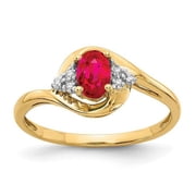Finest Gold 14K Yellow Gold Ruby & Diamond Ring - Size 7