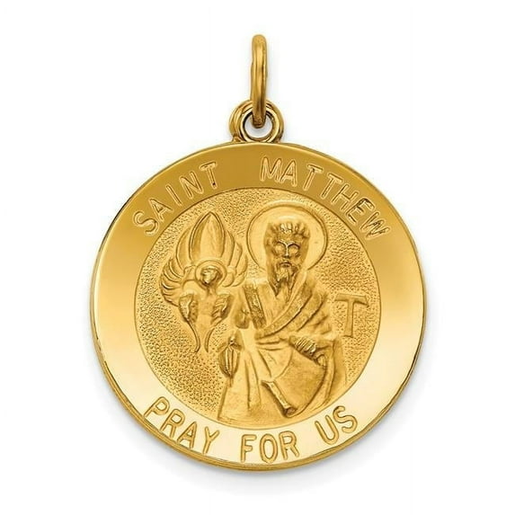 Finest Gold 14K Yellow Gold Saint Matthew Medal Pendant