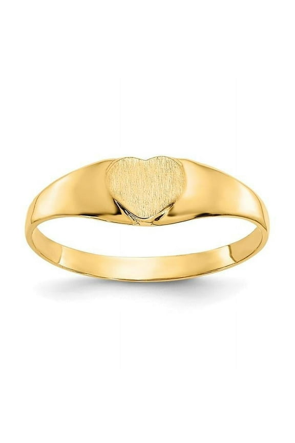 14k Yellow Gold Polished Teen Love Heart Signet Ring Size 3.00 - 1.0 Grams -