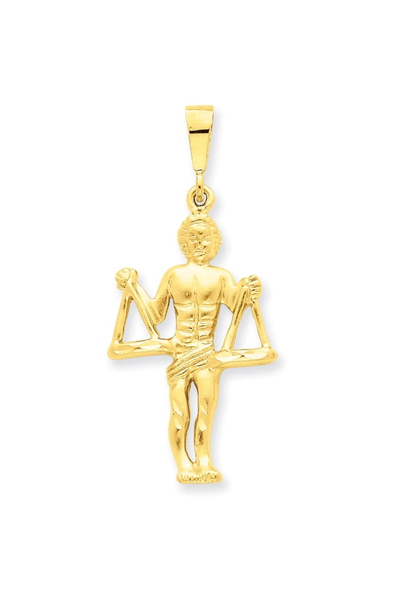 14K Yellow Gold Satin Diamond-Cut Libra Zodiac Charm