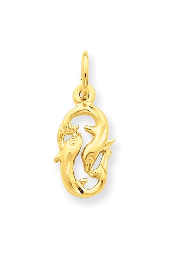 14k Yellow Gold Pisces Zodiac Charm Pendant