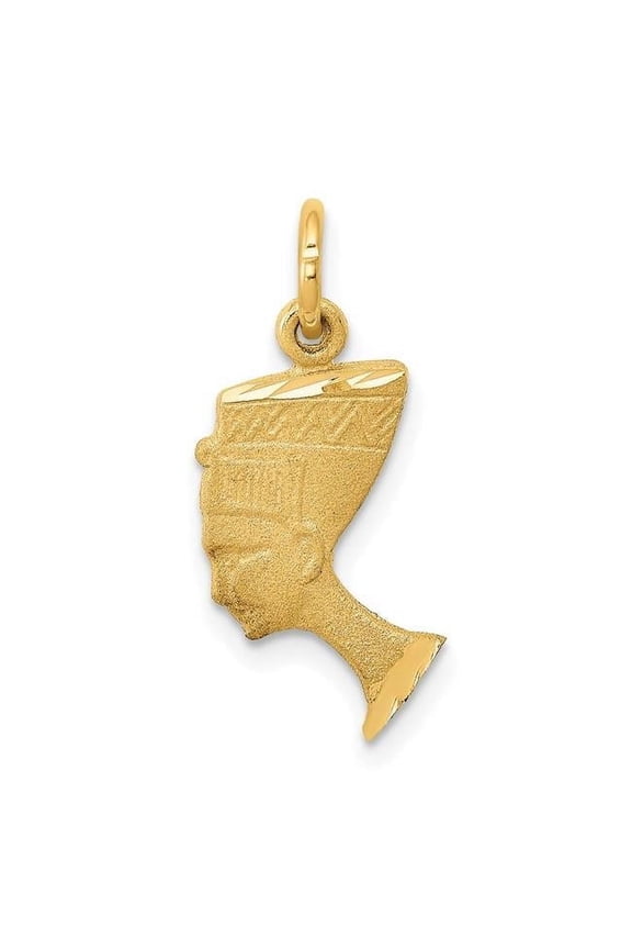 14K Yellow Gold Satin Front Finished and Polished Back Finish Queen Nefertiti Charm Pendant