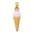 thumbnail image 1 of 14k Yellow Gold Solid Satin Polished 3-Dimensional Ice Cream Cone Charm 21.9x6.1mm Pendant Necklace for Women, 1 of 2