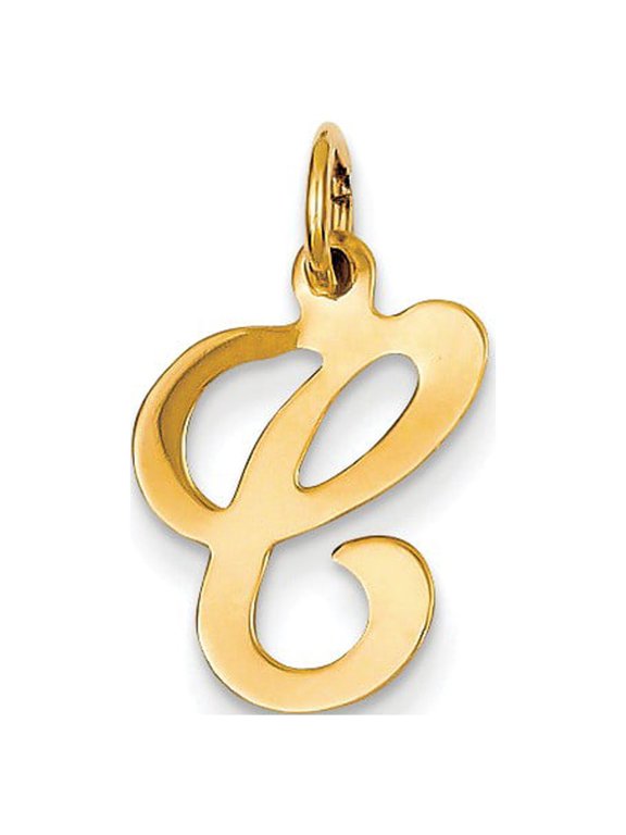 14k Yellow Gold Polished Fancy Initial C Charm