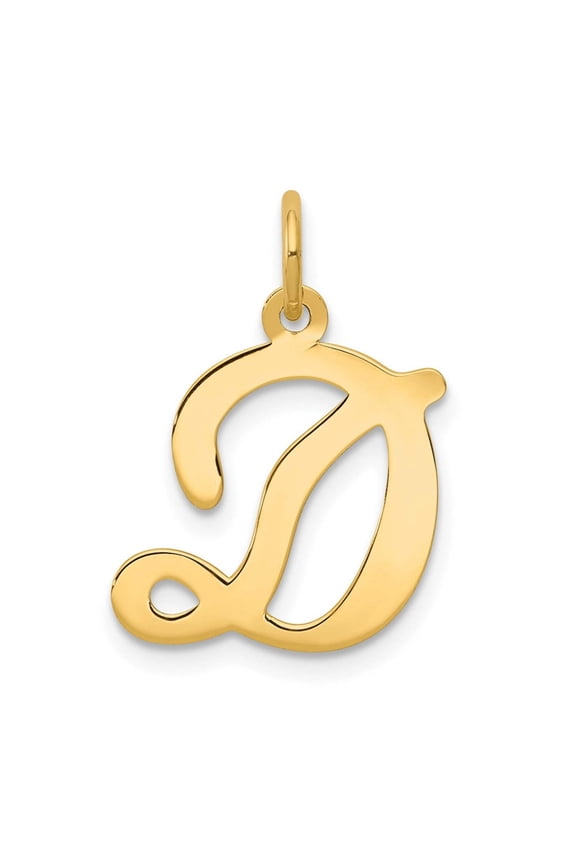 14k Yellow Gold Polished Fancy Initial D Charm