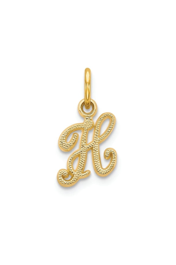 14K Yellow Gold Script Letter H Initial Charm