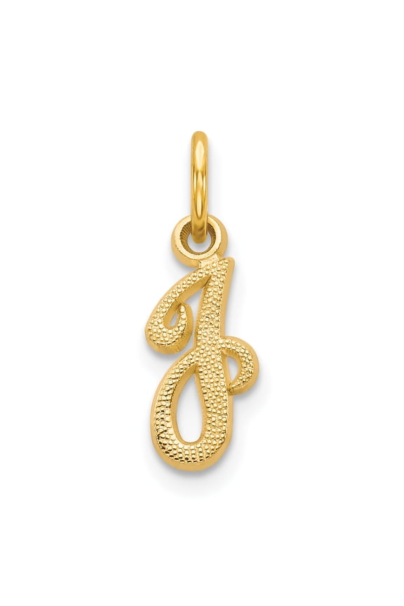 14K Yellow Gold Script Letter J Initial Charm