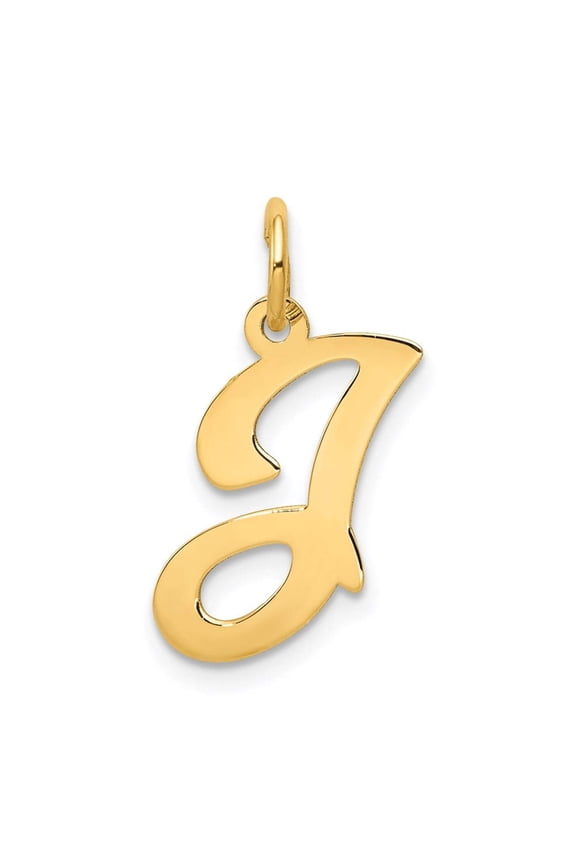 14k Yellow Gold Polished Fancy Initial J Charm