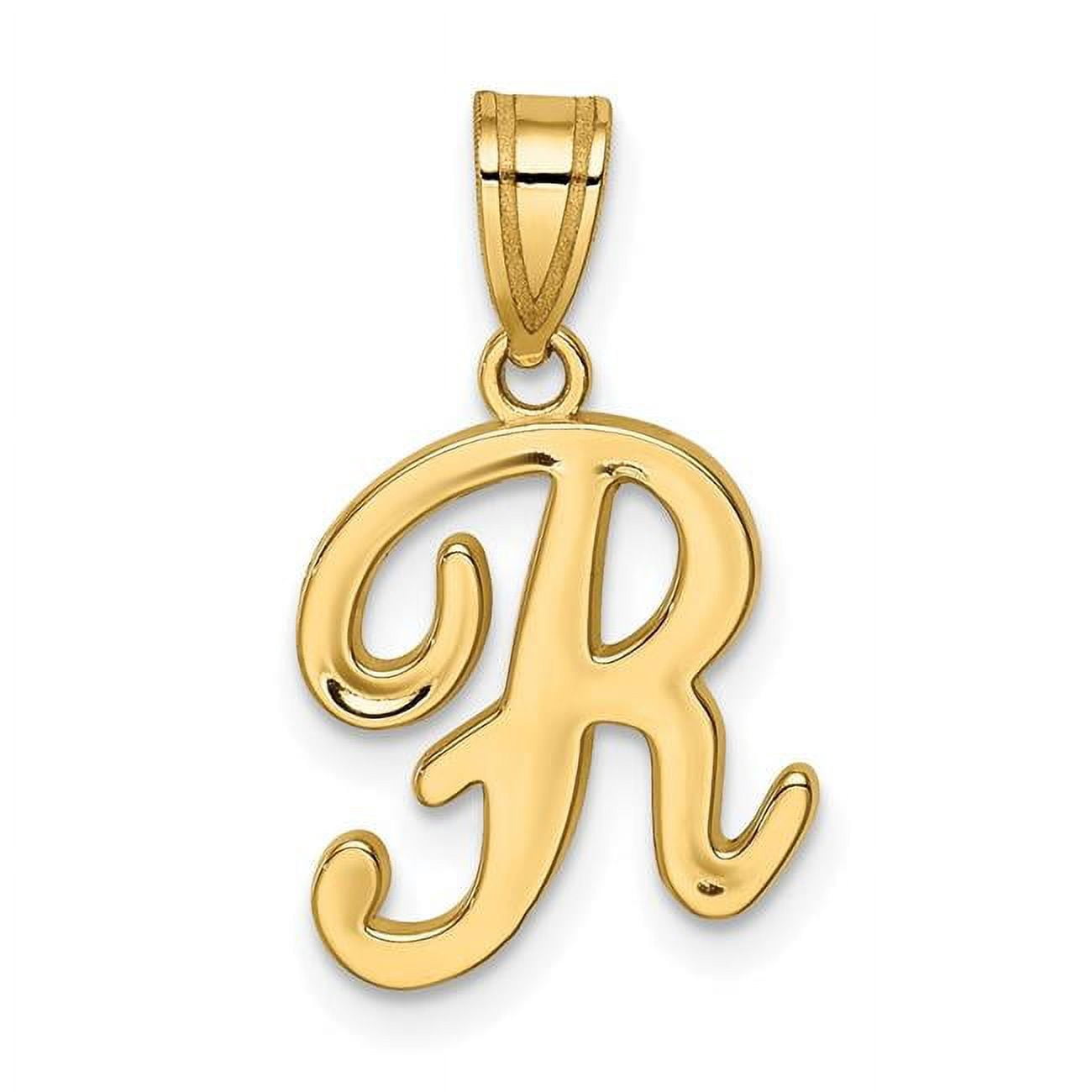 Finest Gold 14K Yellow Gold Script Letter R Initial Pendant - Walmart.com
