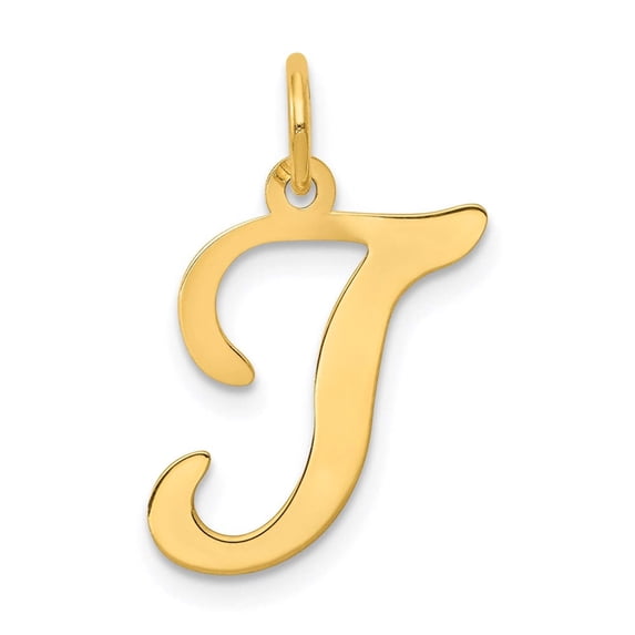The Black Bow 14k Yellow Gold, Sophia Collection, Small Script Initial T Pendant