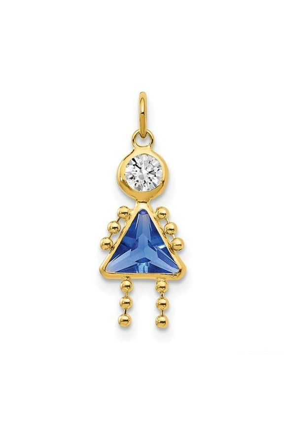 14K Yellow Gold September Girl Birthstone Charm
