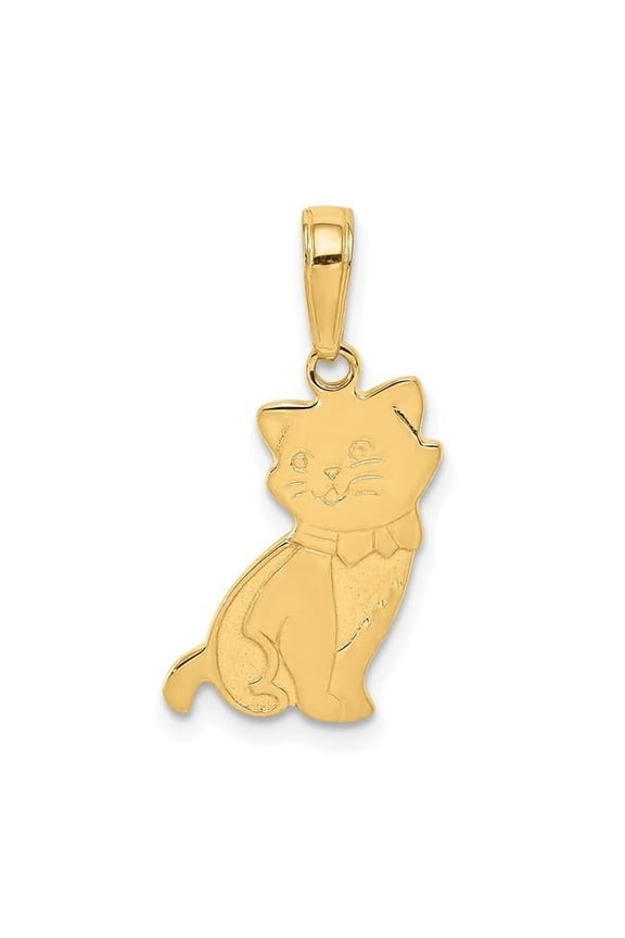 14K Yellow Gold Sitting Cat Pendant