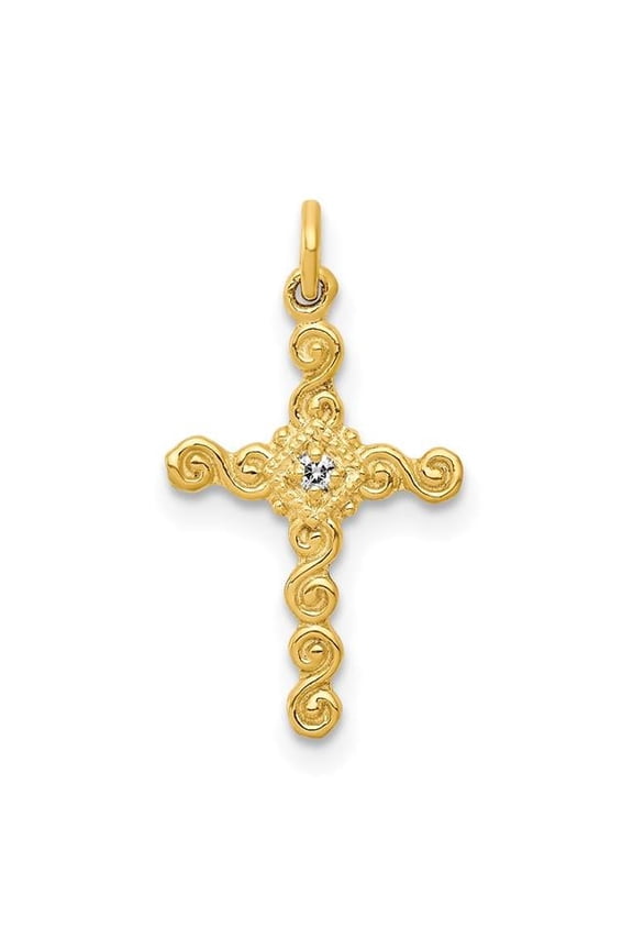 14k Small .01ct. Diamond Cross Charm