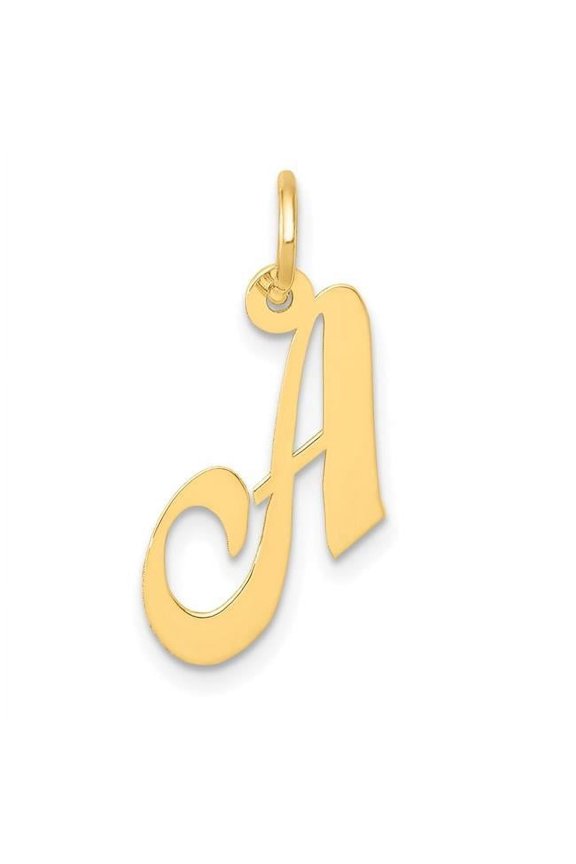 14K Yellow Gold Small Fancy Script Letter A Initial Charm