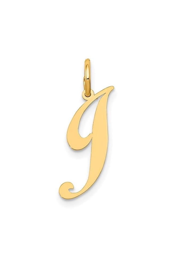 14k Yellow Gold Solid Polished Laser-cut Small Fancy Script Letter Name Personalized Monogram Initial J Charm 18.3x11.2m