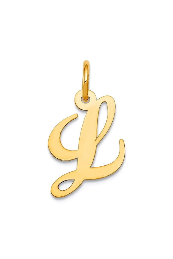 14k Yellow Gold Solid Polished Laser-cut Small Fancy Script Letter Name Personalized Monogram Initial L Charm 17.3x11.2m