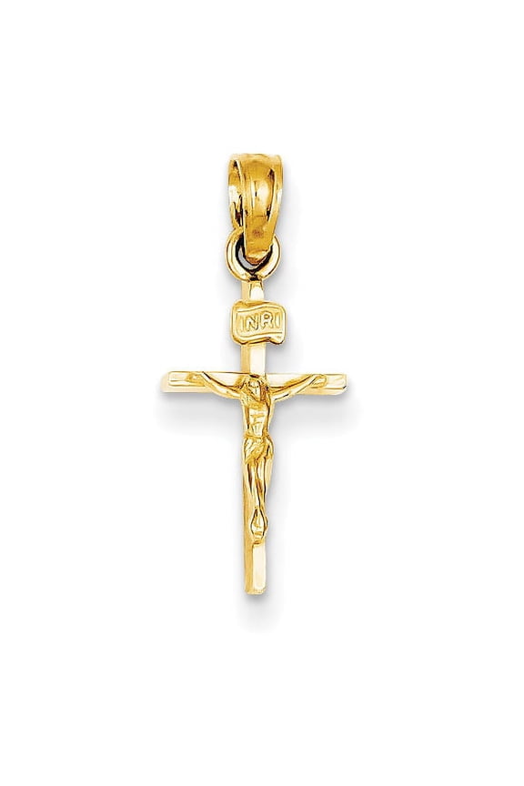 14K Yellow Gold Small Inri Crucifix Pendant