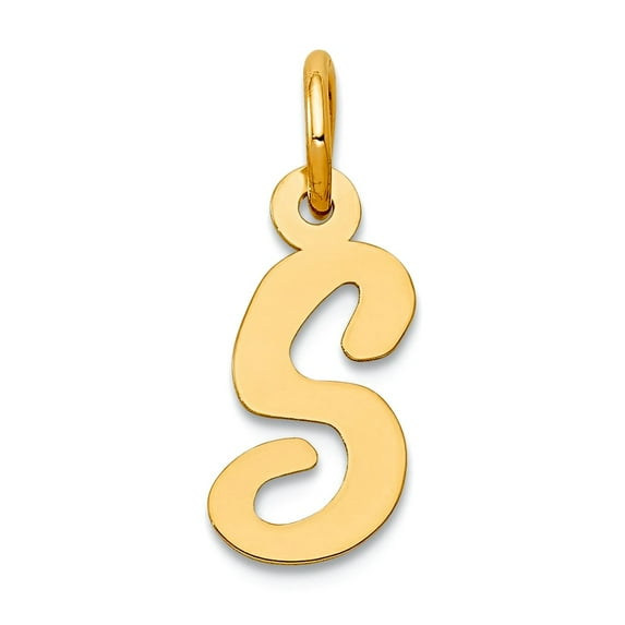 Finest Gold 14K Yellow Gold Small Script Letter S Initial Charm
