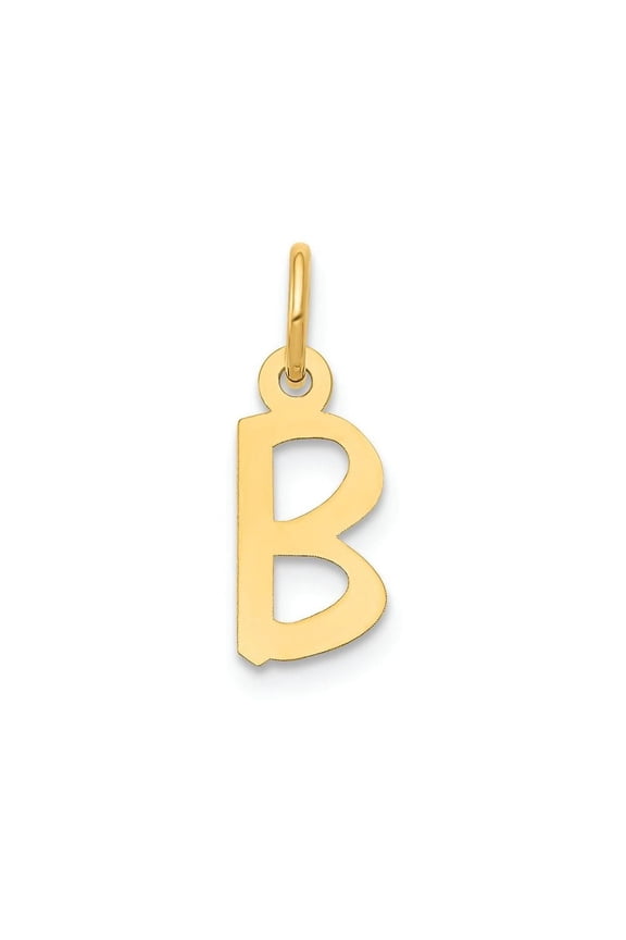 14K Yellow Gold Small Slanted Block Letter B Initial Charm