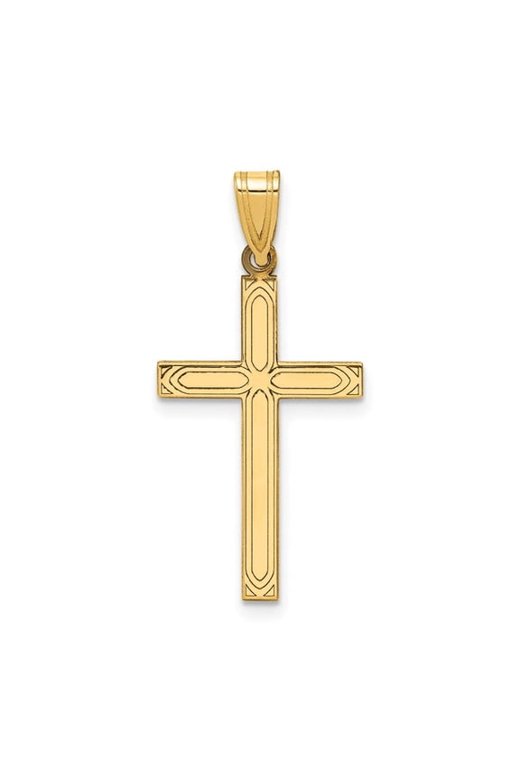 14k Solid Laser Etched Cross Pendant XR107