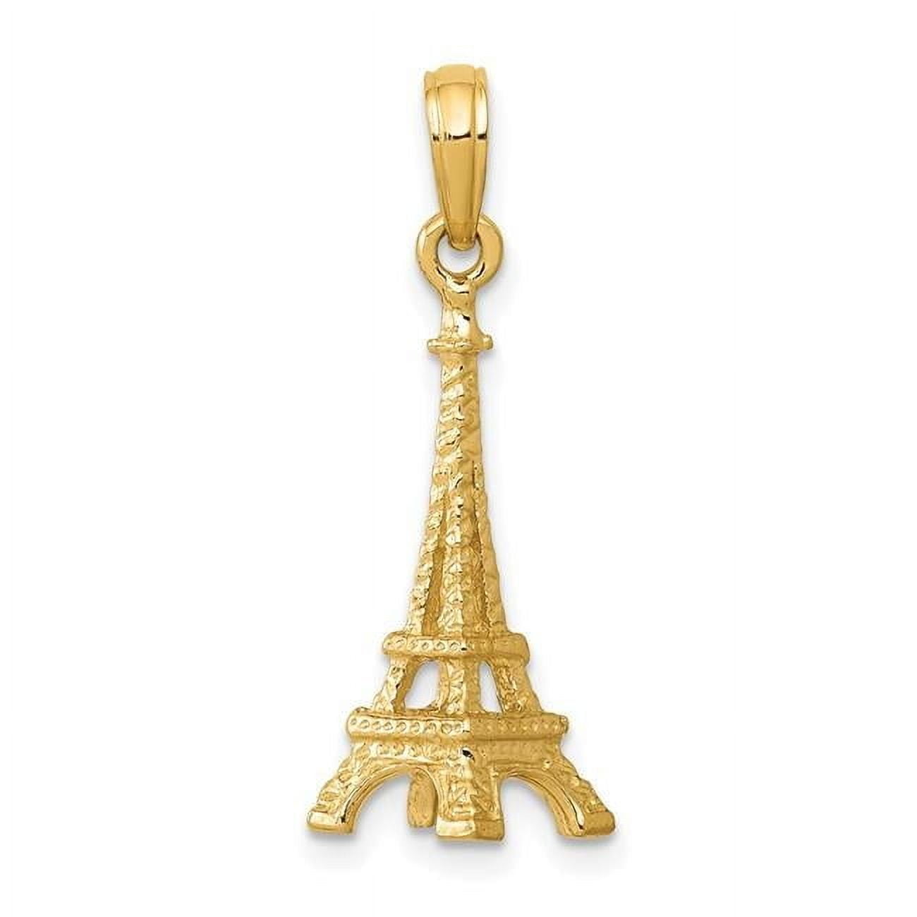Finest Gold 14K Yellow Gold Solid Polished 3-D Eiffel Tower Charm