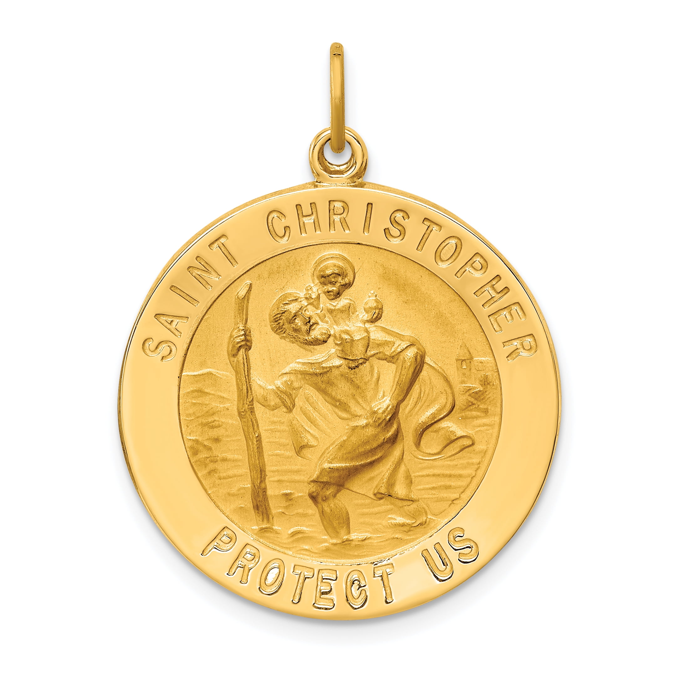 14k White Gold and Satin St. Christopher Medal Pendant レディースアクセサリー