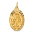 thumbnail image 1 of Finest Gold 14K Yellow Gold Solid Polished Satin Medium Oval Miraculous Medal Pendant, 1 of 4