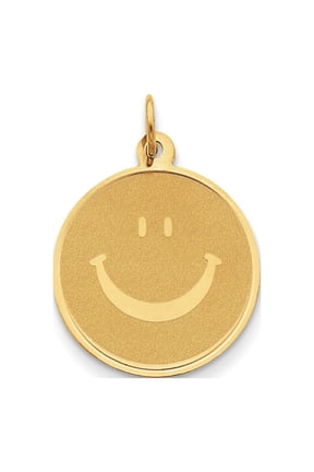 14k Yellow Gold Solid Smiley Face Charm Pendant