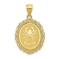thumbnail image 1 of Finest Gold 14K Yellow Gold Solid Satin Polished Cancer Zodiac Oval Pendant, 1 of 3