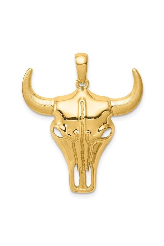 14K Yellow Gold Steer Skull Pendant