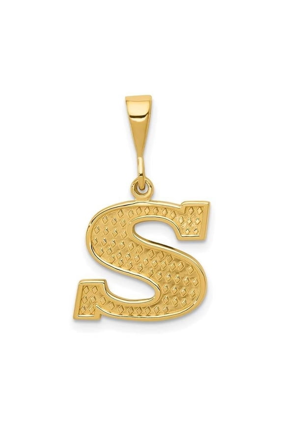 14K Yellow Gold Textured Initial S Charm