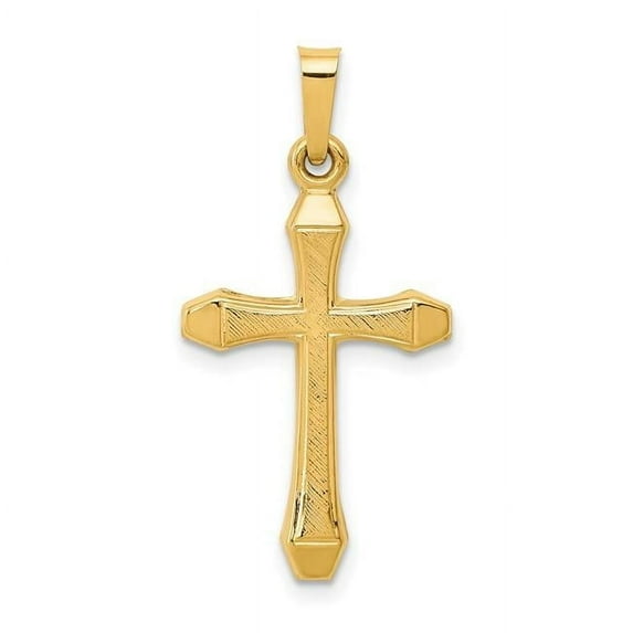 Finest Gold 14K Yellow Gold Textured & Polished Latin Cross Pendant