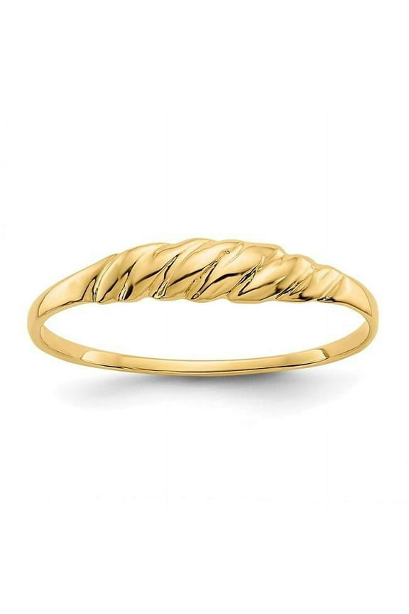 14K Ridged Dome Ring R544
