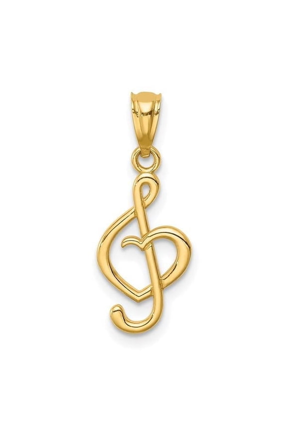 14K Yellow Gold Treble Clef with Heart Pendant