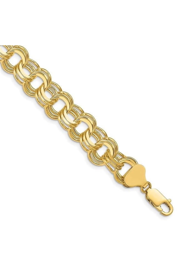 14 Karat Yellow Gold Triple Link Charm Bracelet
