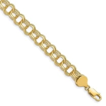 Finest Gold 14K Yellow Gold Triple Link Charm 8 in. Bracelet