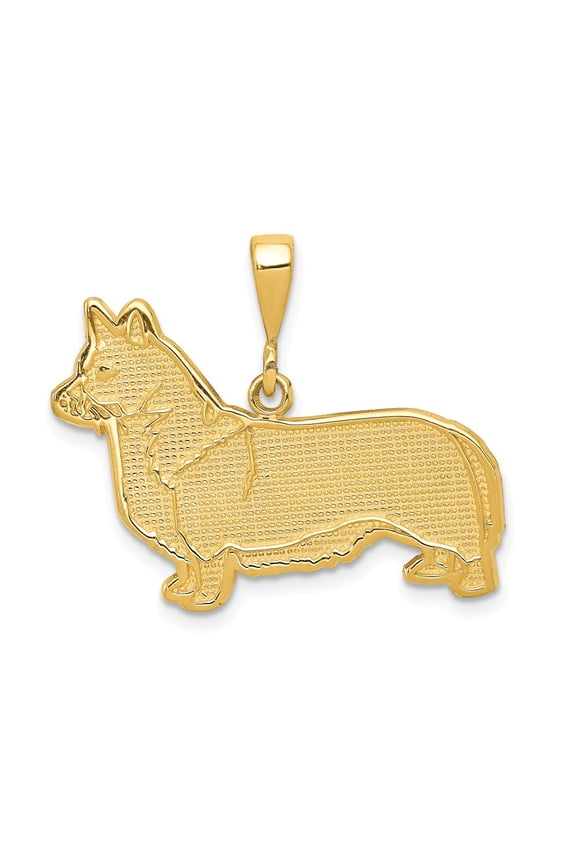 14k Textured Welsh Corgi Dog Pendant