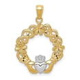thumbnail image 1 of Finest Gold 14K Yellow & Rhodium Claddagh Pendant, 1 of 3