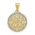 thumbnail image 1 of Finest Gold 14K Yellow & Rhodium & Filigree Circle Pendant, 1 of 3