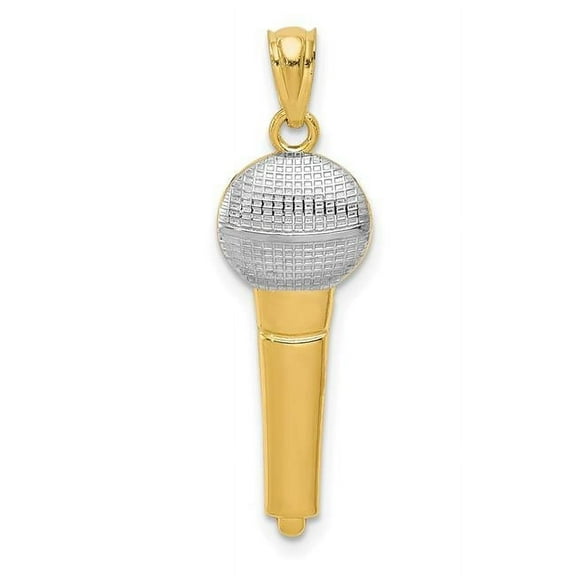 Finest Gold 14K Yellow & Rhodium Microphone Pendant