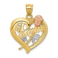 thumbnail image 1 of 14k Two-Tone Satin Polished Gold rhodium Mom Charm 25.9x19.9mm Pendant Necklace for Women, 1 of 2